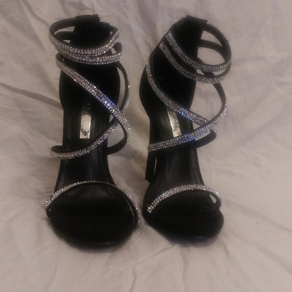 Embellished strappy heels